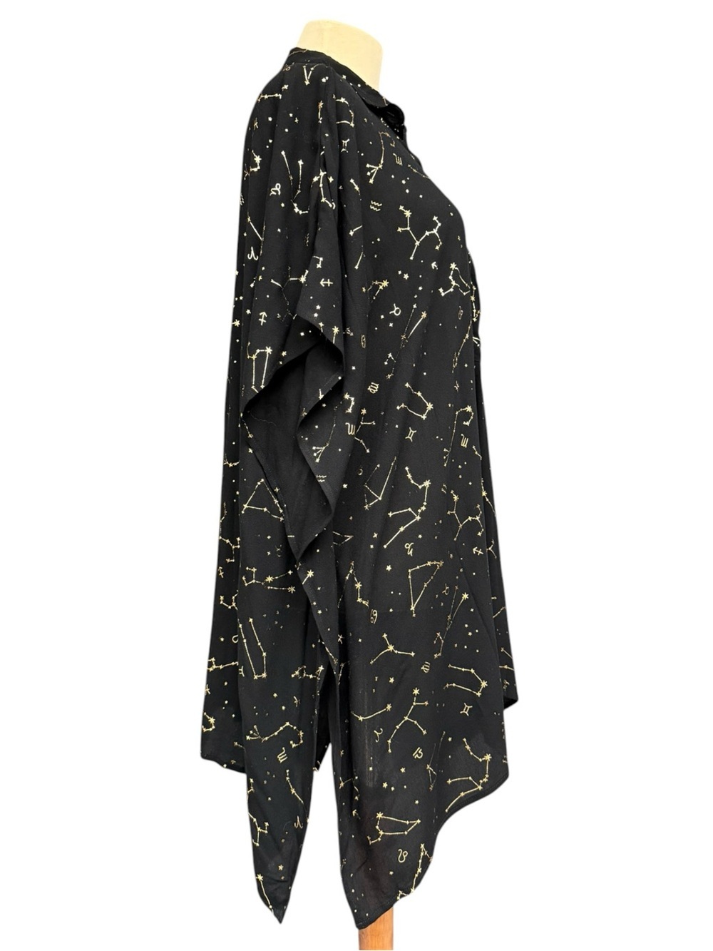 Sunshine 79 Black Gold Constellation Zodiac Button Down Tunic S/M NWT - Picture 7 of 13